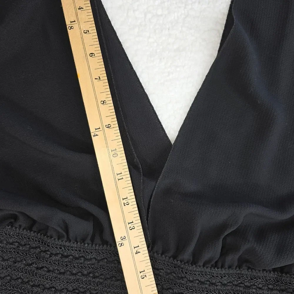 Boohoo Black Maxi Swim Dress – Plunge Neck, Size 18